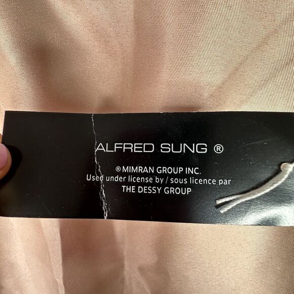 Alfred Sung Maxi Dress Gown Toasted Sugar Pink Sz 6R Satin Sleeveless V-Neck NWT - Picture 10 of 15